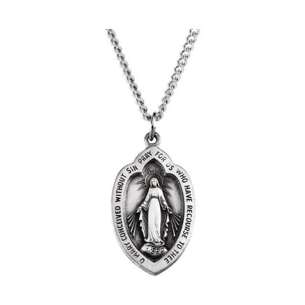 14K Yellow 13x8 mm Oval Miraculous Medal Pendant