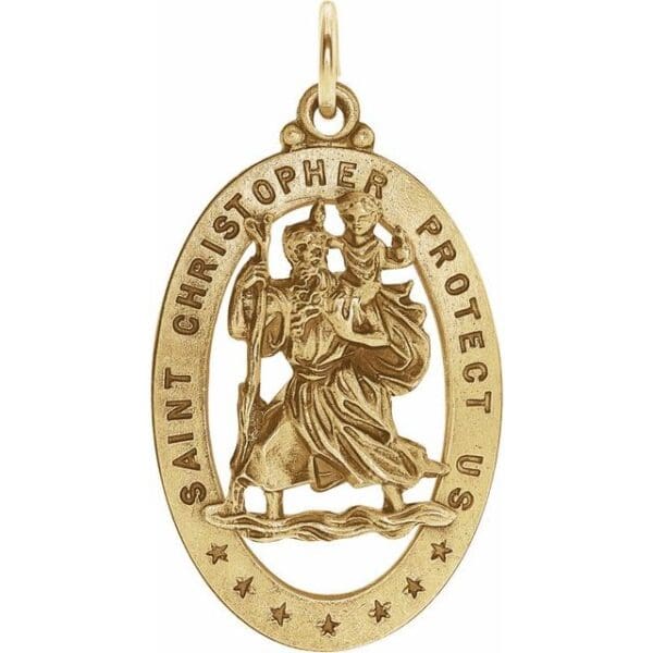 Sterling Silver 29x20 mm Oval St. Christopher Medal