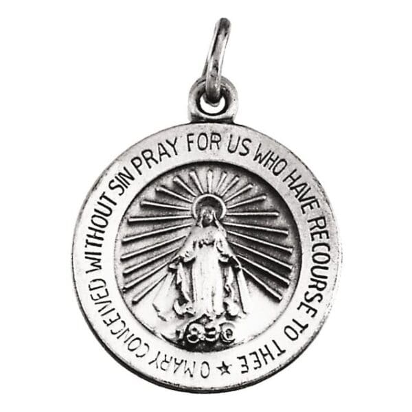 Sterling Silver 12 mm Miraculous Medal 18" Necklace