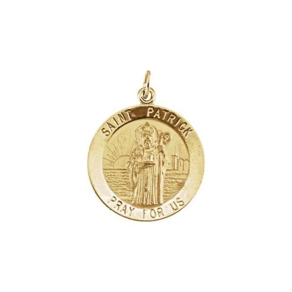 14K Yellow 22 mm Round St. Patrick Medal