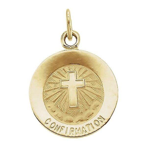 Sterling Silver 18 mm Confirmation Medal with Cross 18" Necklace