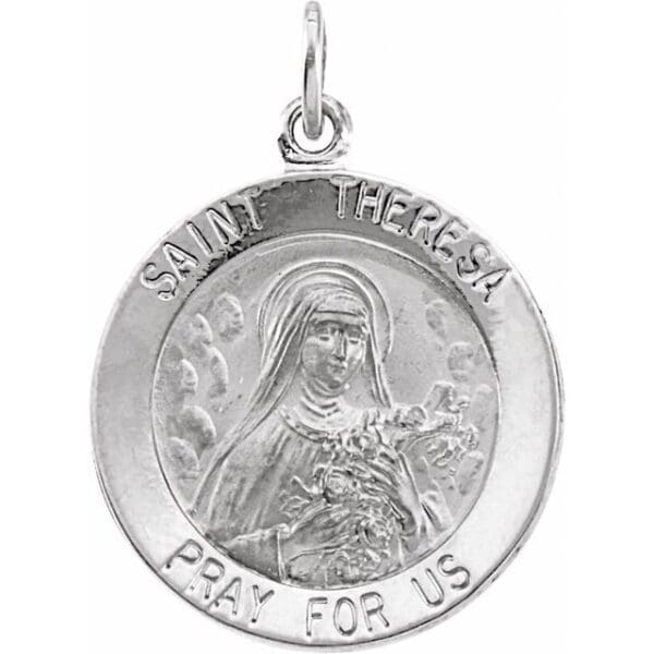 Sterling Silver 22 mm Round St. Theresa 24" Necklace