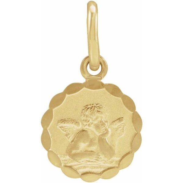 14K Yellow 10 mm Angel Pendant