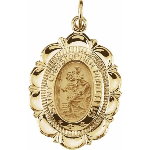 14K Yellow 25x18 mm Oval St. Christopher Medal