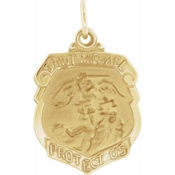 14K White 25x21 mm St. Michael Medal