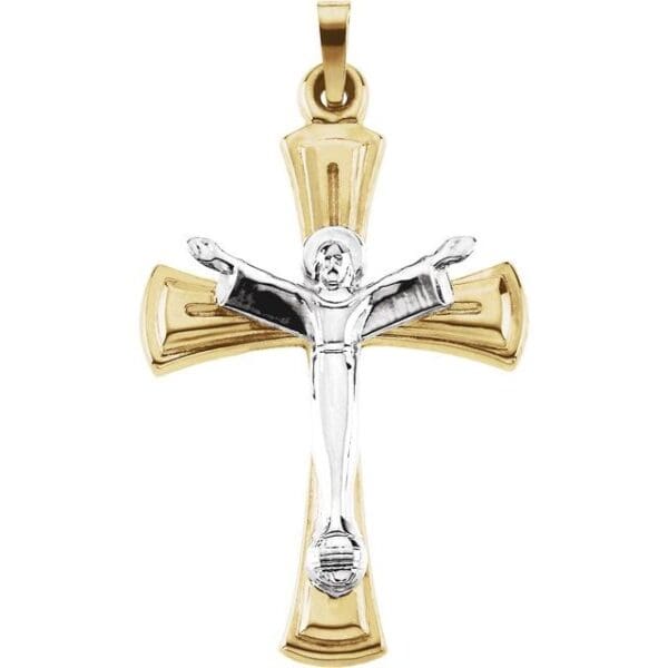 14K Yellow & White 31.75x23 mm Risen Christ Crucifix Pendant