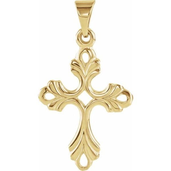 14K Rose Cross Pendant