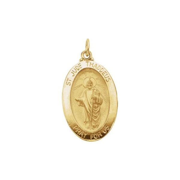 14K White 15x11 mm Oval St. Jude Thaddeus Medal