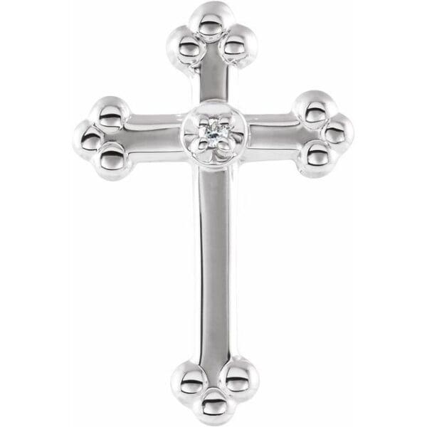 14K White .005 CT Natural Diamond Cross Lapel Pin