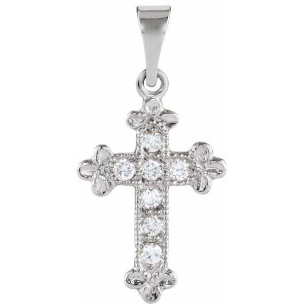 14K Yellow 1/10 CTW Natural Diamond Cross Pendant