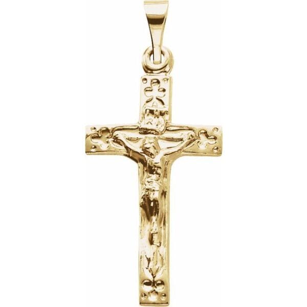14K Yellow 23.5x14 mm Crucifix Pendant