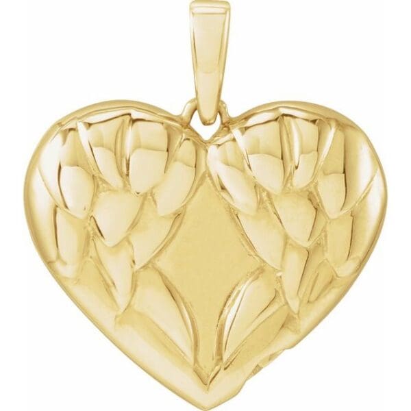 14K Yellow Gold-Plated Sterling Silver Heart Angel Wings Ash Holder Pendant
