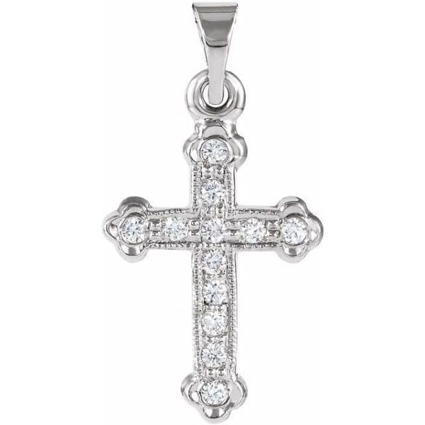 14K Yellow 1/8 CTW Natural Diamond Cross Pendant