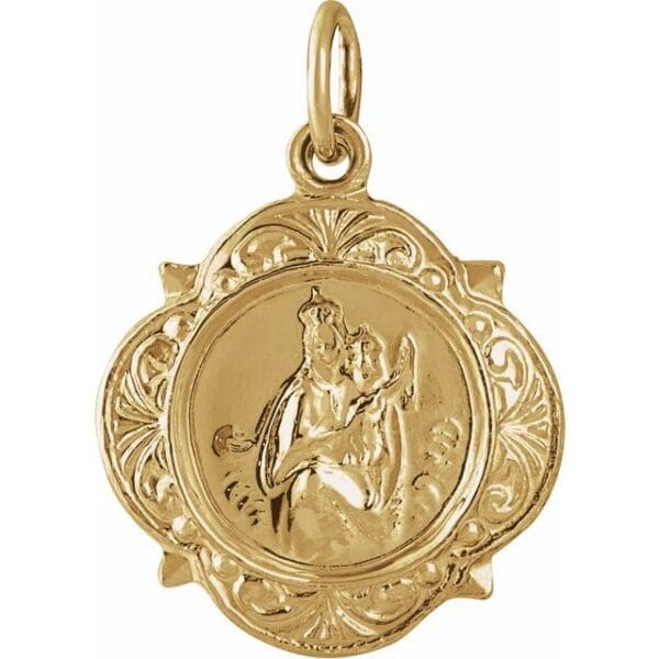 14K Yellow 12 mm Scapular Medal