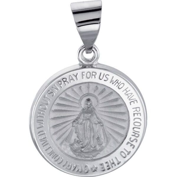 14K Yellow 18 mm Hollow Round Spanish Miraculous Medal