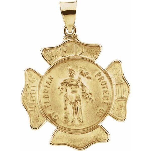 14K White 25 mm Hollow St. Florian Medal