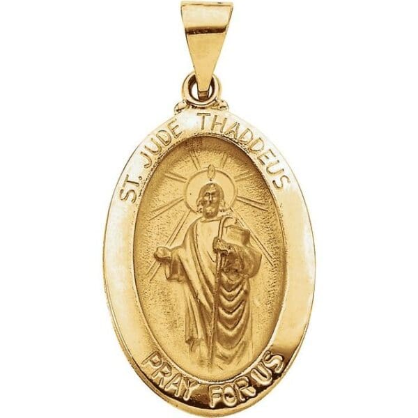 14K Yellow 23.25x16 mm Hollow Oval St. Jude Medal