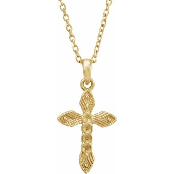 14K Yellow 4-Stone Family Cross Pendant Mounting
