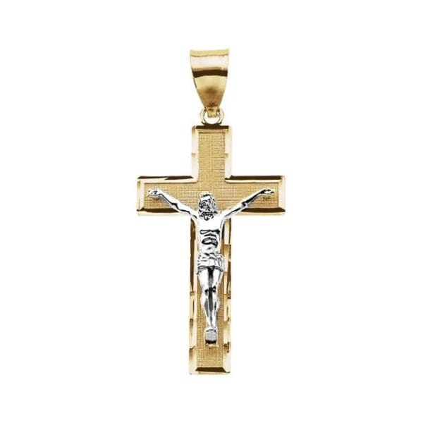 14K Yellow/White 22x12.7 mm Crucifix Pendant