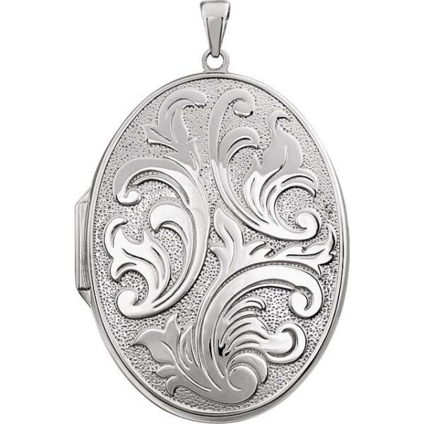 Sterling Silver Engravable Embossed Oval Locket