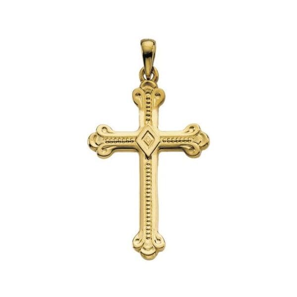 14K White 32x22 mm Cross Pendant