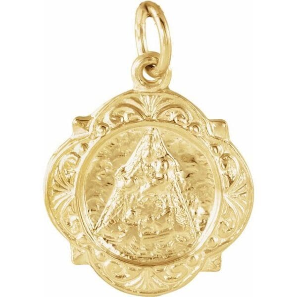 14K Yellow 12 mm Caridad del Cobre Medal