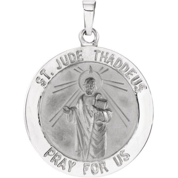 Sterling Silver 15 mm Round St. Jude Thaddeus Medal 18" Necklace