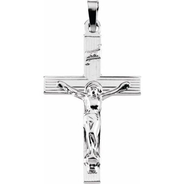 14K White 17.5x11 mm Crucifix Pendant
