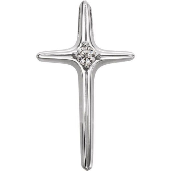 14K White 2.7 mm Round Cross Pendant Mounting
