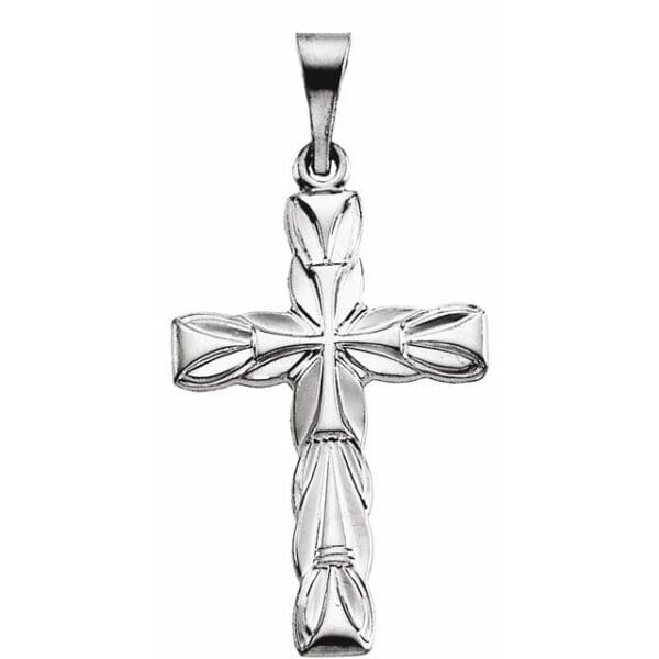 14K White 23.5x15.5 mm Cross Pendant