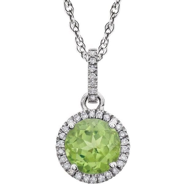 14K White Lab-Grown Opal & 1/10 CTW Natural Diamond 18" Necklace
