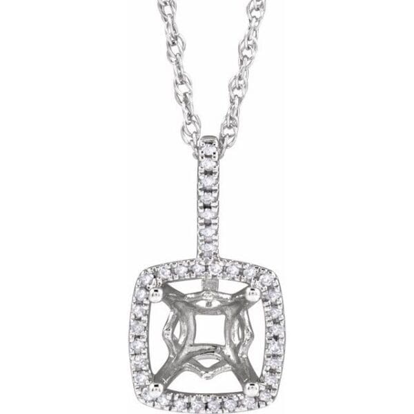 Sterling Silver 6.5-7 mm Cultured White Freshwater Pearl & .015 CTW Natural Diamond 18" Necklace