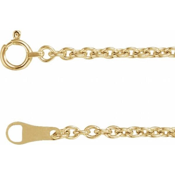 18K Yellow 2.2 mm Cable Chain by the Inch
