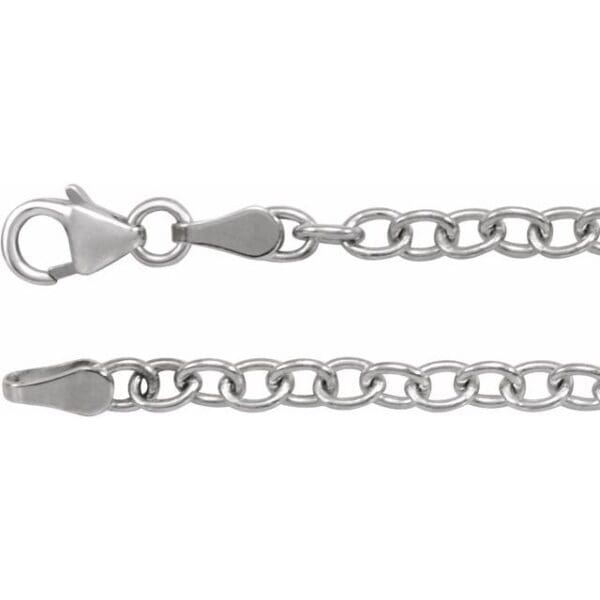 14K White 3.25 mm Oval Cable 7" Chain