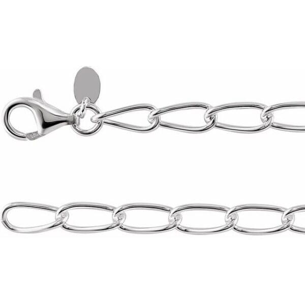 Sterling Silver 4.7 mm Elongated Curb 7" Chain