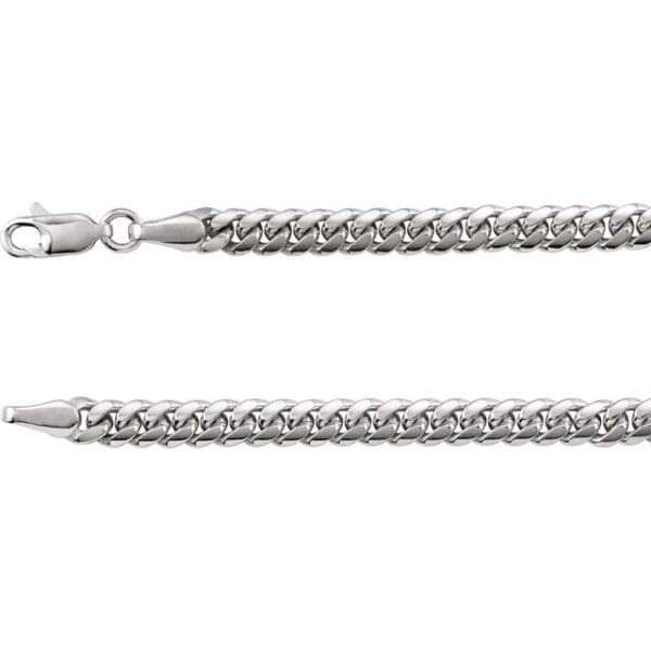 14K White 3.3 mm Cuban Link Curb 18" Chain