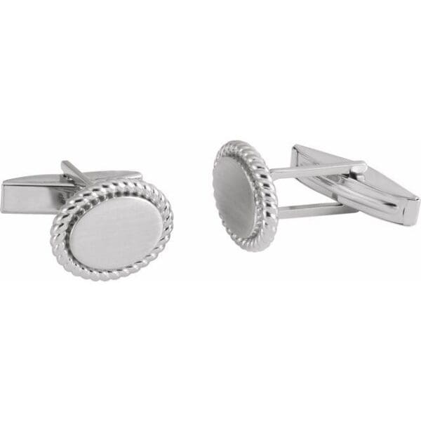 14K Yellow 15.6x12.5 mm Rope Pattern Cuff Links