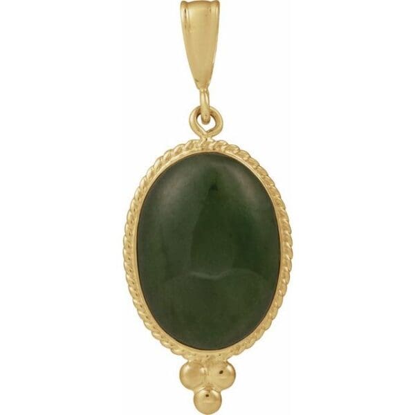 14K Yellow Natural Rutilated Quartz  Cabochon Pendant