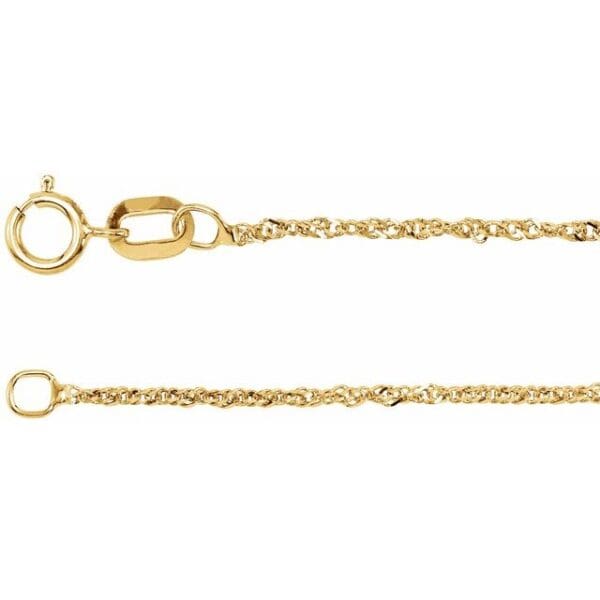 14K Yellow 1 mm Singapore 16" Chain