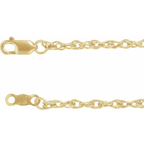 10K White 1.75 mm Rope Chain by the Inch