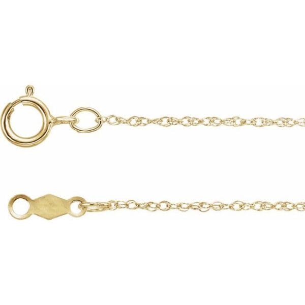 10K Rose .85 mm Rope 16" Chain
