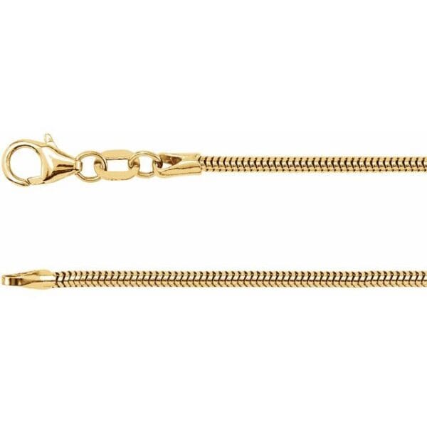 14K Yellow 1.5 mm Round Snake 20" Chain