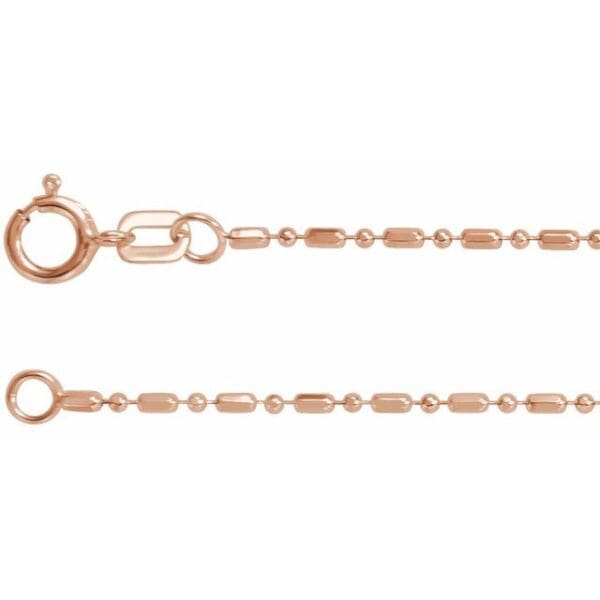 14K Yellow 1.15 mm Hollow Diamond-Cut Bead 7" Chain