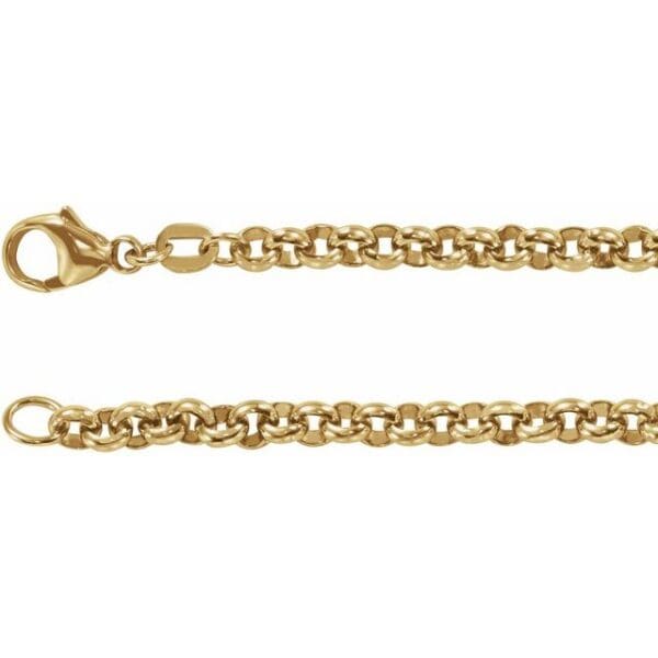 14K Yellow 3.8 mm Rolo 7" Chain