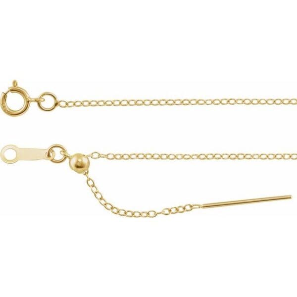 14K Yellow 1.1 mm Adjustable Threader Cable Cable 6-8" Chain