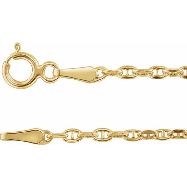 14K Yellow 1.8 mm Hollow Diamond-Cut Anchor 7" Chain