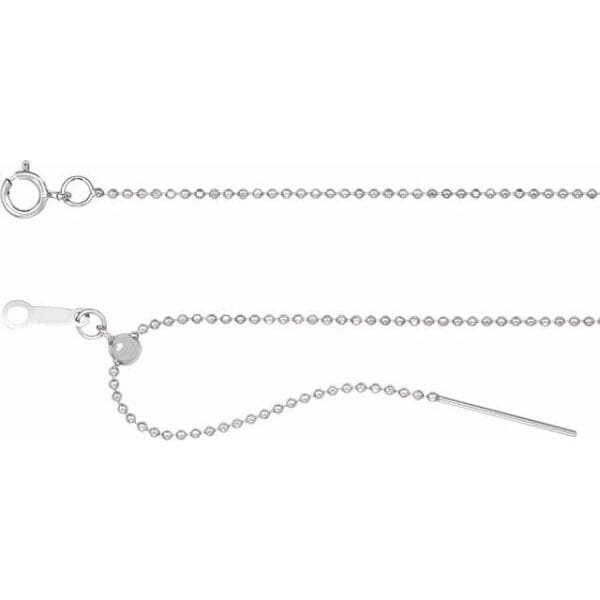 Sterling Silver 1 mm Adjustable Threader Bead 16-22" Chain