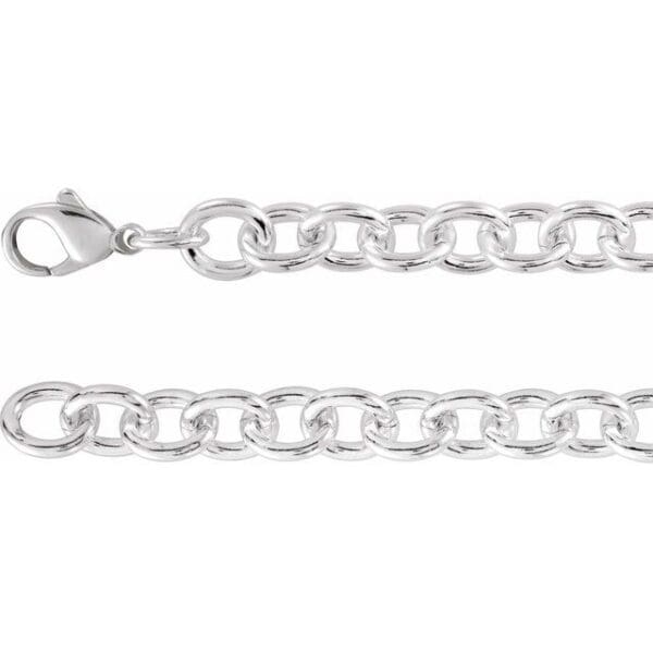 Sterling Silver 9.8 mm Cable 7 1/2" Chain