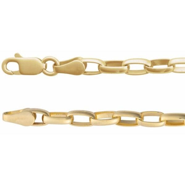 14K Yellow 3.9 mm Puffed Oval Cable 7" Chain