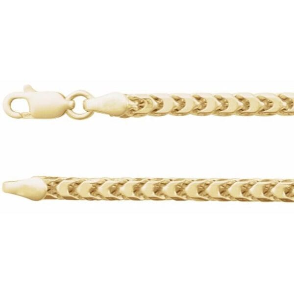 14K Yellow 3.4 mm Hollow Diamond-Cut Franco 20" Chain